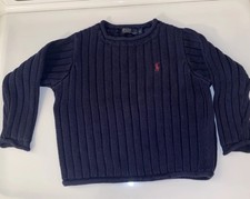 Polo Ralph Lauren Youth Boys Size 4 Blue Ribbed Sweater Knit Red Pony