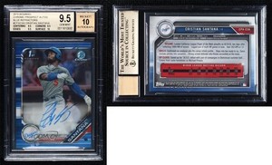 2019 Bowman Chrome Prospect Blue Refractor /150 Cristian Santana BGS 9.5 Auto