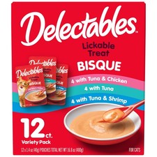 Delectables Bisque Lickable Wet Cat Treats - Chicken, Tuna  Shrimp, 12 count
