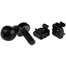Image of StarTech M6 x 12mm - Screws and Cage Nuts - 100 Pack Black
