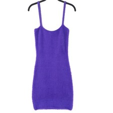 NASTY GAL COLLECTION Women’s Faux Fur Mini Dress SMALL Bodycon Spaghetti Strap