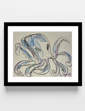 GUAJARDO Original Sketch of Octopus 11X8.5 Paper Signed Art
