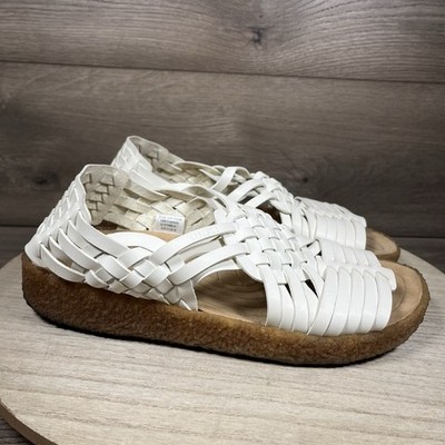 Malibu Canyon Vegan Leather Sandals White Strap Womens Size US 10
