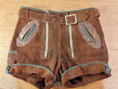 Old Fri Klu Lederhosen Seppelhosen costume pants shooting festival oak leaves size 134 #5