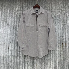 Vtg Key Imperial Shirt Mens L 1/2 Zip Hickory Stripe Logger Railroad Pullover