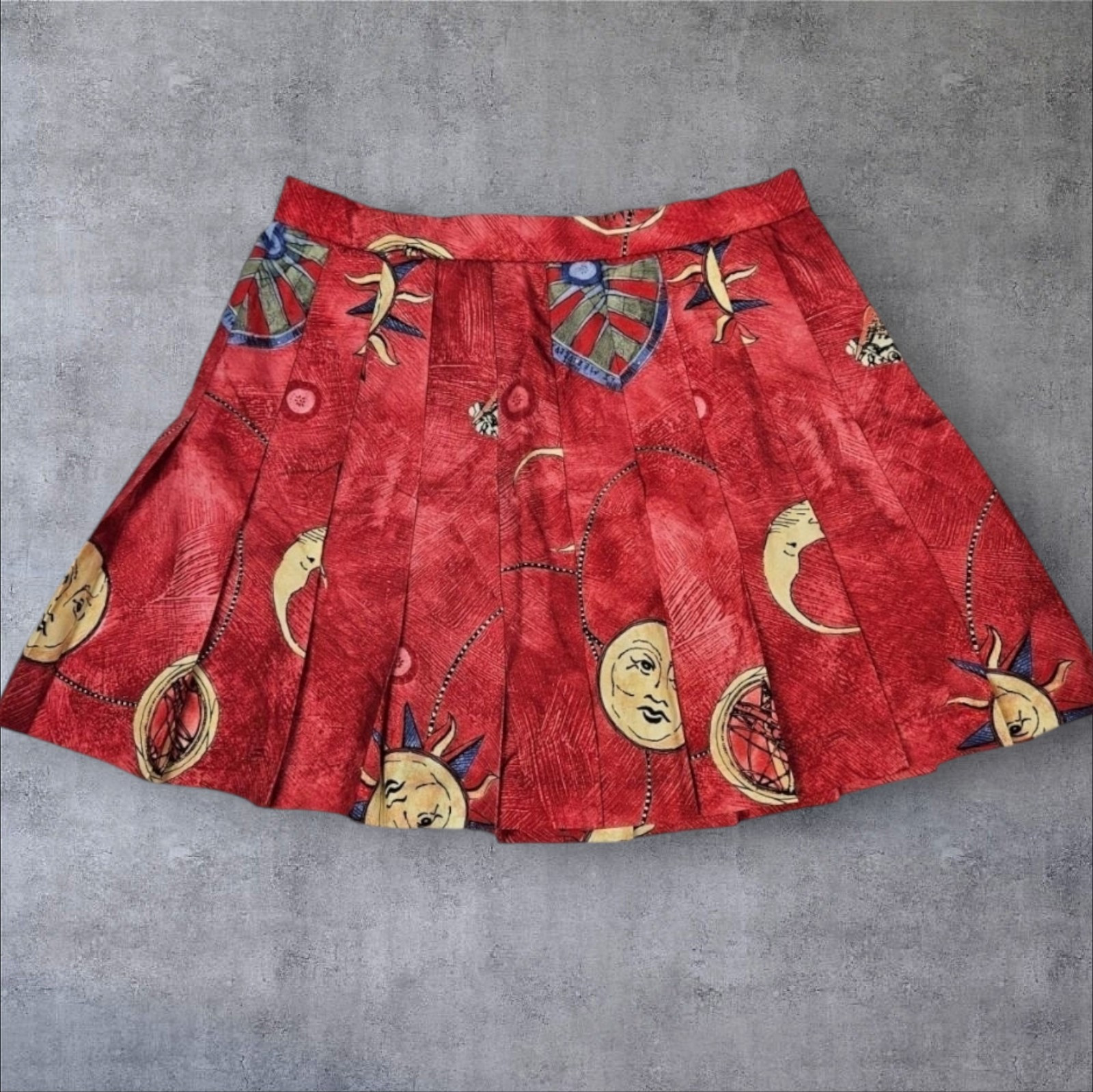 Vintage Lily's of Beverly Hills Pleated Celestial Rust Mini Skirt Size 10 B49