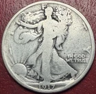 1917 50C Walking Liberty Half Dollar. Free Shipping