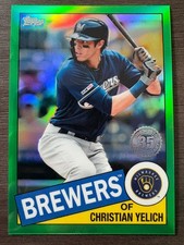 2020 Topps Chrome Christian Yelich 85TC-15 1985 Retro Green Refractor serial /99