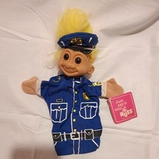 Russ Treasure Troll Police Officer 10" Toy Hand Puppet w/tags, Cop - Yellow Hair