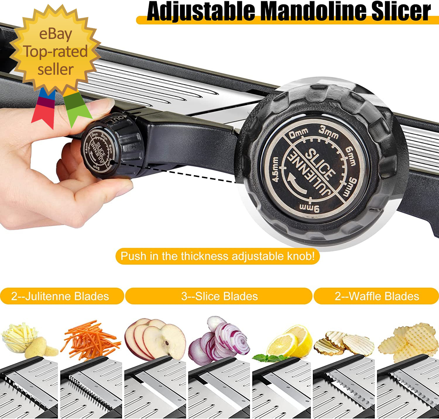 Mandoline Food Slicer for Kitchen, Adjustable Stainless Steel Mandoline Vegetabl