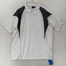 Reebok Polo Shirt Mens Large White Gray Colorblock Performance Golf Athletic NWT