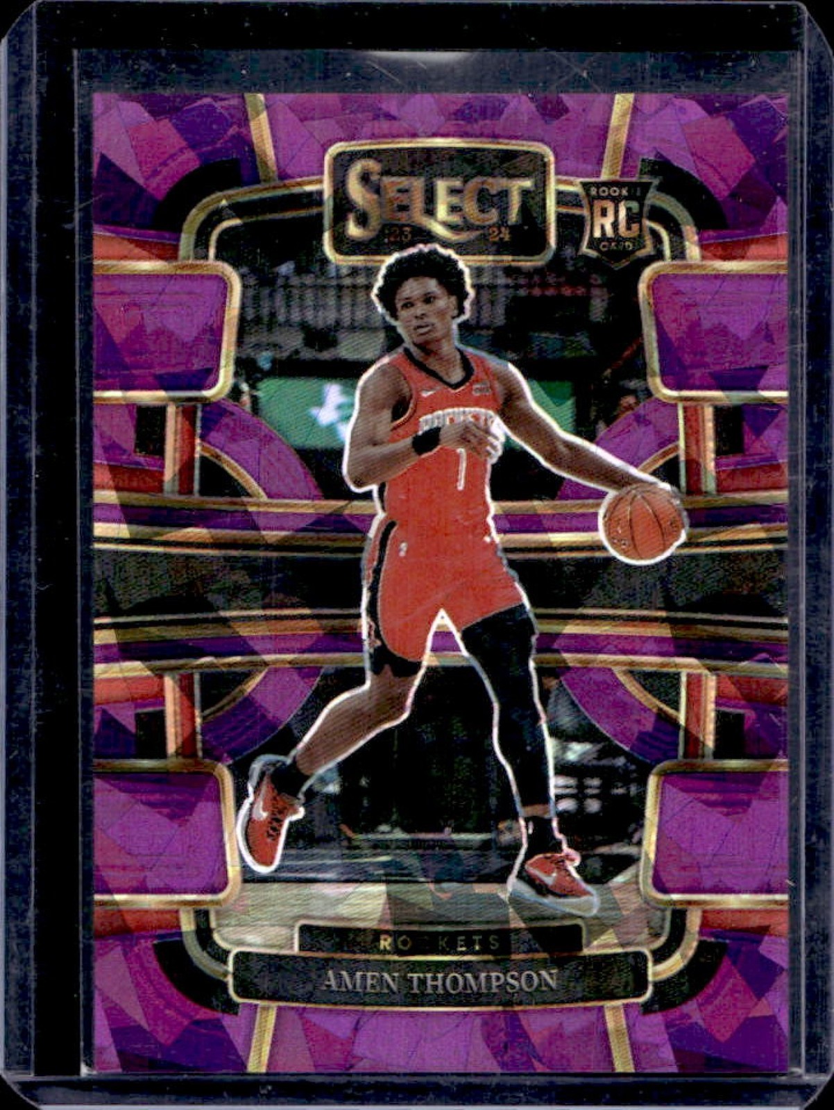 2023-24 Select Amen Thompson RC Purple Cracked Ice Prizm Concourse #76/99