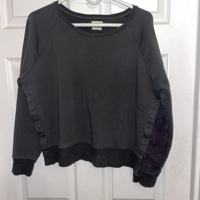 Rag & Bone Crewneck Mens M Sweatshirt Snap Up Sides Casual Pullover Black Party