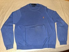 vtg Polo Ralph Lauren mens XL knit sweater blue PIMA COTTON crewneck sweatshirt