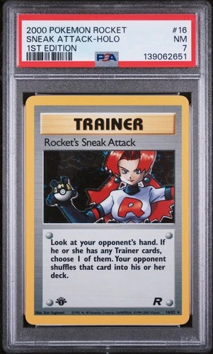 2000 POKEMON ROCKET 1ST EDITION #16 ROCKET'S SNEAK ATTACK-HOLO PSA 7