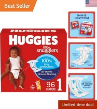 Huggies Little Snugglers Size 1 Diapers, 96 Count with Superior Leak Protection