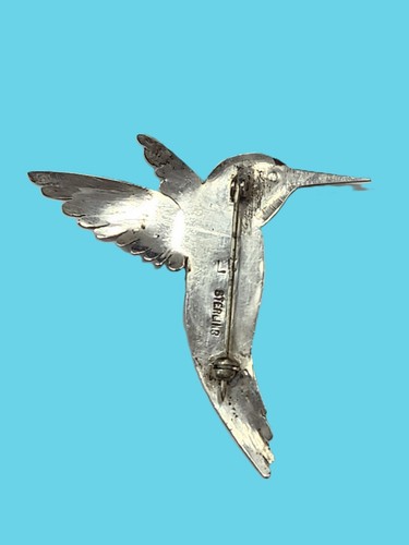 Lucian Koinva Hopi Sonoran Gold Turquoise HUMMINGBIRD Sterling Silver Brooch Pin - Picture 6 of 6