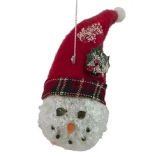 Roman 'Twas the Night Snowman Head with Plaid Hat Christmas Ornament