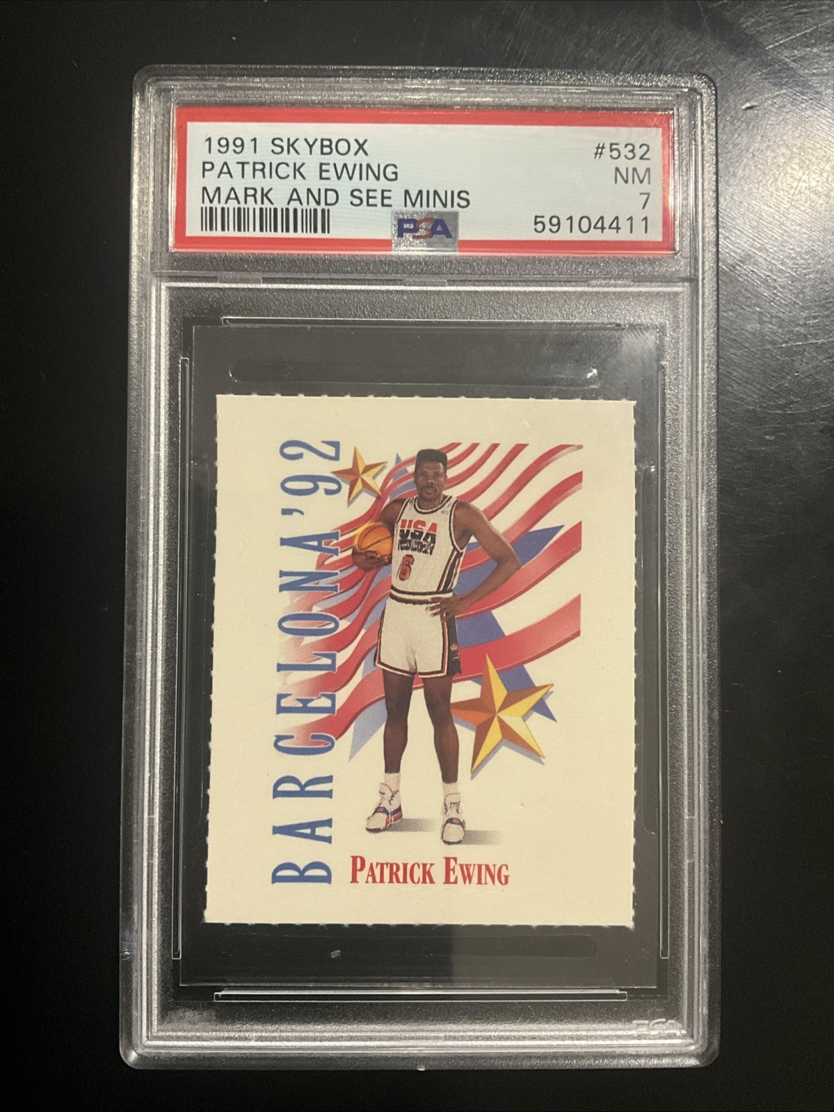 1991-92 Skybox Mark And See Minis Patrick Ewing #532 PSA 7