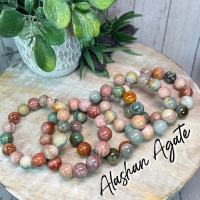 Colorful High Quality Alashan Agate Bracelet, Oil Painting Alashan Agate, Alxa