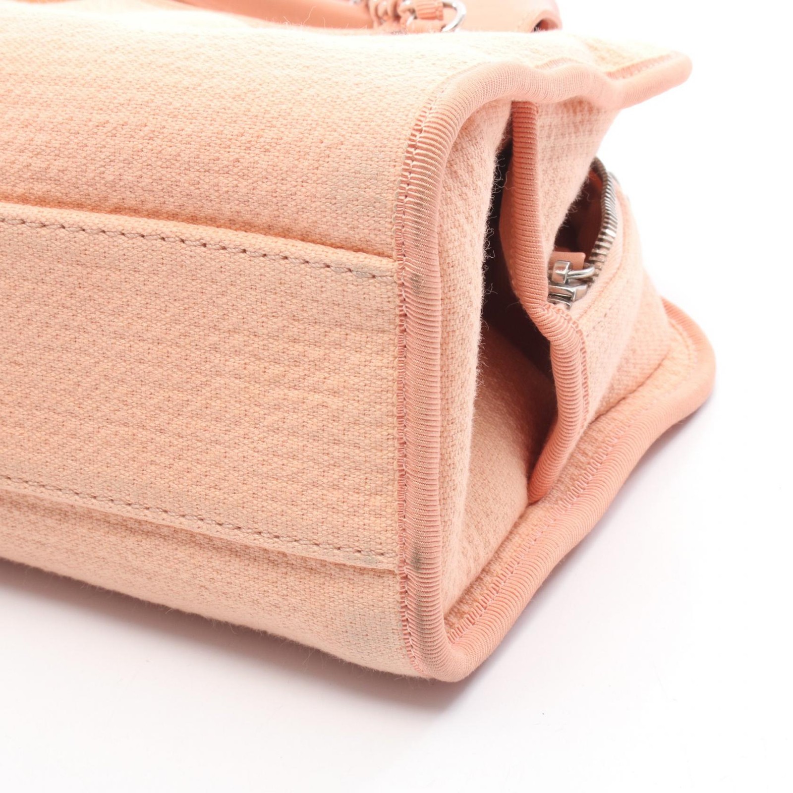 CHANEL Deauville bowling Chain Shoulder Bag A92749 canvas leather Pink SHW Used image 9