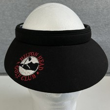 Hilton Head Golf Club Visor Cap Hat Womens Black Vintage Town Talk Made in USA