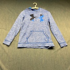 Under Armour Boys' Hoodie Size L Blue Space Dye ColdGear Fleece Sweatshirt