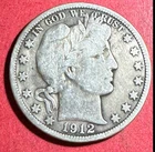 1912S US Barber SILVER Half Dollar "San Francisco" Mint! VG+! Old US Coin!