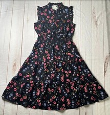 NWT Kate Spade Womens Dress Multicolor L Meadow Smocked Tiered Sleeveless Floral