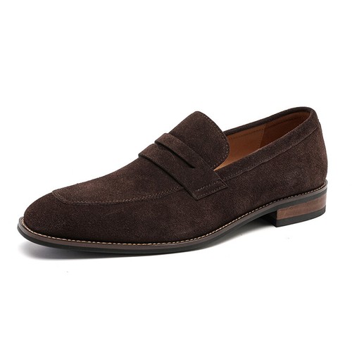Korean Style Mens Slip On Loafers Real Suede Leather Flats Casual Business Shoes - Picture 5 of 27