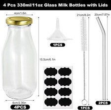 Reusable Glass Water Juice Drinking Bottle W/Silver Lid 1.1L/500l Set - View #11