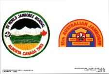 (78) Australia - 2 postcards  SCOUTS badges on postcard (2)