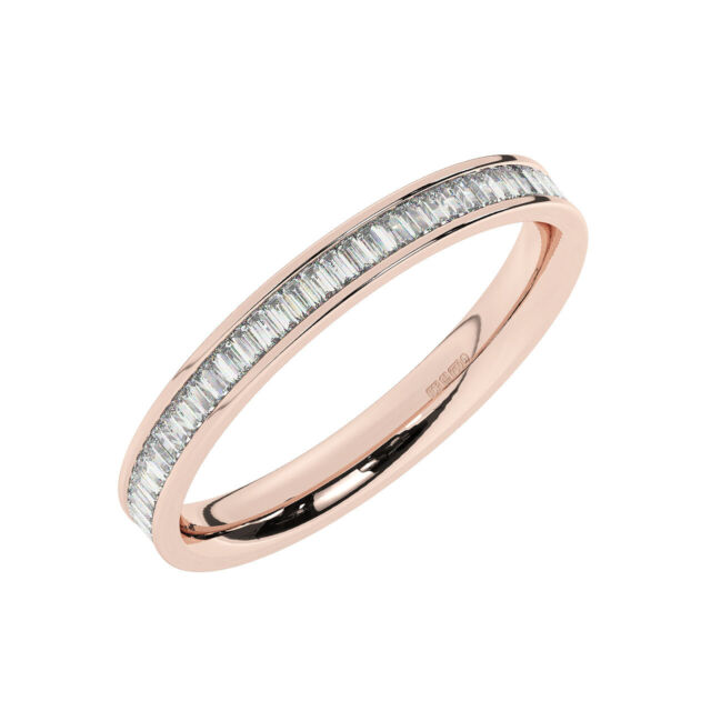 0.50 Carat Channel Set Baguette Cut Diamonds Full Eternity Ring in 18K Rose Gold