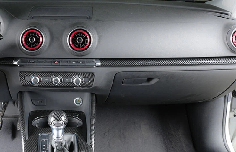 Para Audi A3 S3 2014-2020 ABS Fibra de Carbono Consola Central Salpicadero Tira Borde Foto 3 de 4