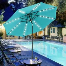 Autlaycil 10 ft Solar Patio Umbrellas with 40 LED lights for Market Outdoor Pool