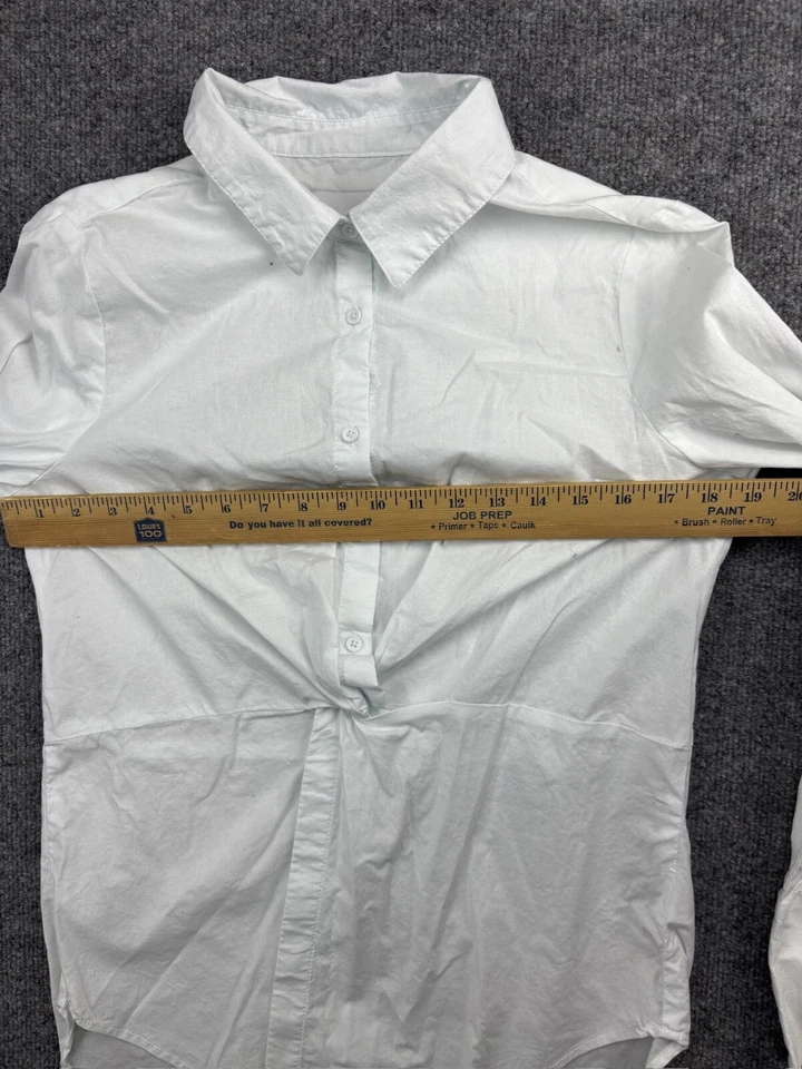 Camisa Lola River Para Mujer S Blanca Manga Larga Botón Torcido Frontal Cuello Blusa Foto 3 de 4