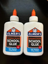New 2 Elmers Washable School Glues 4 Oz Each Safe and Non-Toxic Washable