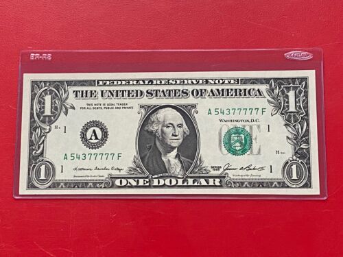 1985 $1 Dollar Fancy Serial Number Lucky 77777-5 In A Row (BOSTON A ) UNC - Picture 2 of 3
