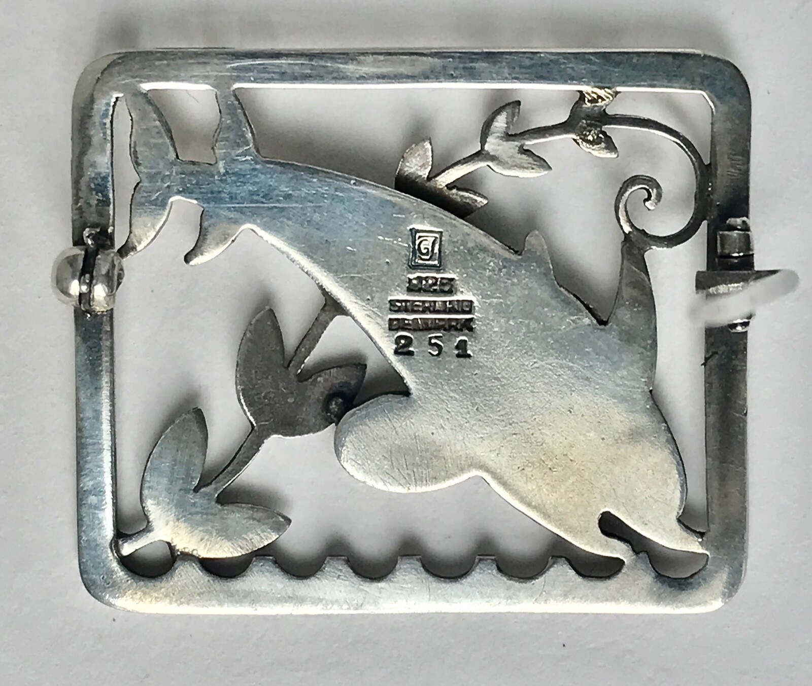Georg Jensen, Denmark. Solid silver Dolphin brooc… - image 3
