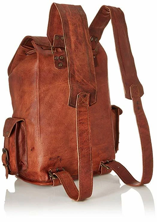 Big Sale Men's Leather Backpack Bag Satchel Briefcase Laptop Brown Vintage Bag - Image 3 of 4