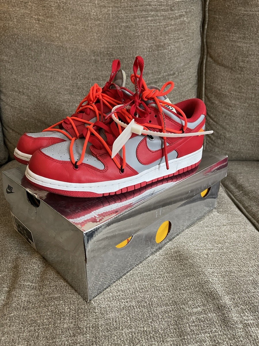 Nike Off-White Dunk Low University Red/ Grey Size 10 Light Nike Off-White Dunk Low University Red/ Grey Size 10 Light