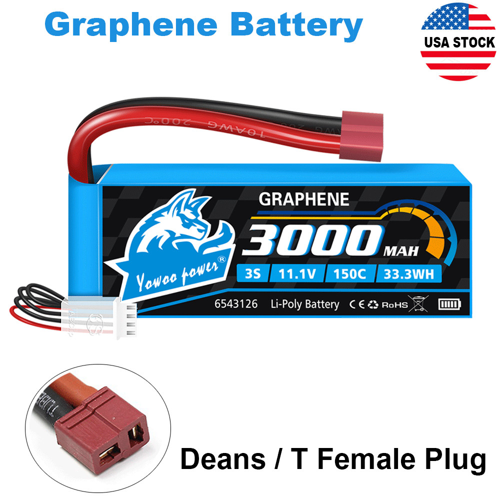 Yowoo 3000mAh 11.1V 3S Deans T Plug Graphene Lipo Battery fo
