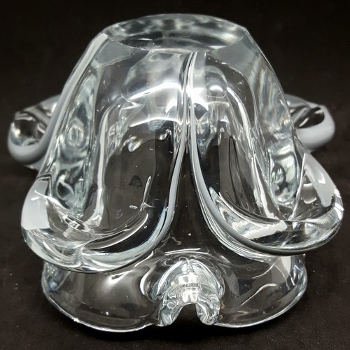 Heavy Hand Blown Freeform Glass/Crystal Votive or Ashtray Clear with Gray Streak - Picture 4 of 11
