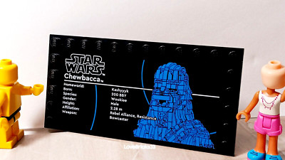 New LEGO Star Wars CHEWBACCA Stats Plate 6x12 Studs Around Edge Printed Collect
