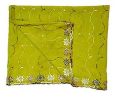 Heavy Vintage Dupatta Georgette Sequined Embroidered Long Stole Wrap scarf Hijab