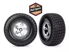Traxxas 10476 - Wheels, Assembled, (SCT Satin Chrome Wheels, Hoosier (2WD Front)
