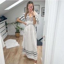 SIZE M-L ZARA BEACH KAFTAN DRESS BEADS ECRU. 0881/311