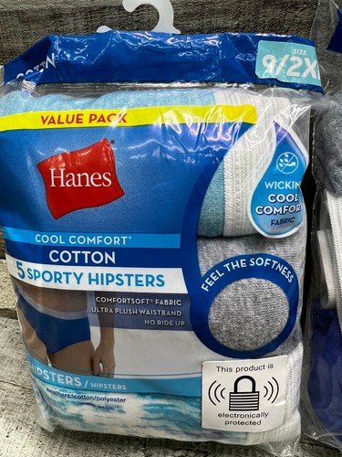 Hanes Confezione 5 Biancheria Intima Donna Cotone Sport Hipster Comfort Lotto 2 Taglia 9 2XL - Foto 4 di 10