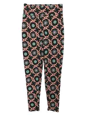 No Boundaries Juniors Christmas Candy Canes Fur Lined Leggings Size M New 