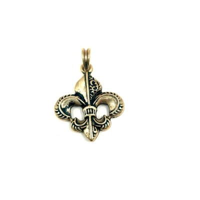Fleur de Lys L Anhänger der Französischen Lilie, 38 x 39 mm, beidseitiges Design